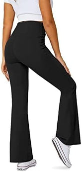 Women's Flare Leggings with Pockets-Crossover High Waisted Bootcut Yoga Pants